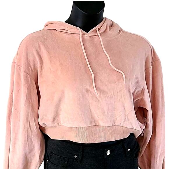 NWOT Flirtitude Juniors Light Pink Velour Zip-Up Hoodie Sweatshirt Size Large - Picture 4 of 5